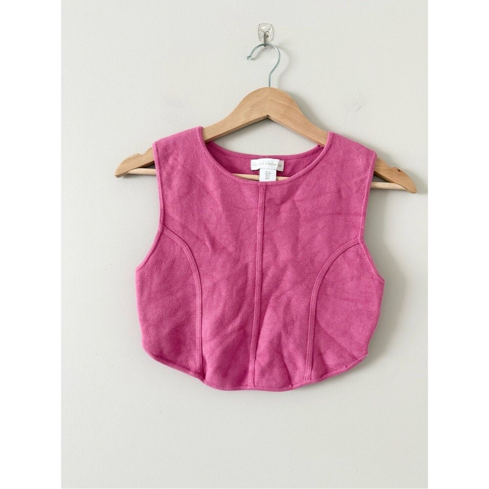House of Harlow Magenta Cropped Sweater Knit Sleeveless Top Size S